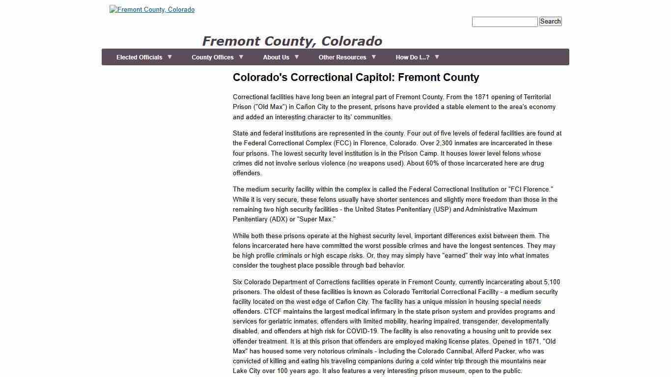 Colorado's Correctional Capitol: Fremont County | Fremont County, Colorado
